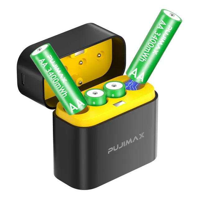 El Cargador De Baterías Recargables Pulimax Incluye 1 Cargador Y 4 Baterías Recargables, 4 Baterías Recargables Aa, Batería De Litio De 1.5v, 2A Se Puede Cargar Completamente En Sólo 3 Horas.