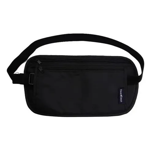 Cinturon Portavalores Riñonera Viajes Travel Tech 15850 Color Negro Diseño De La Tela Liso