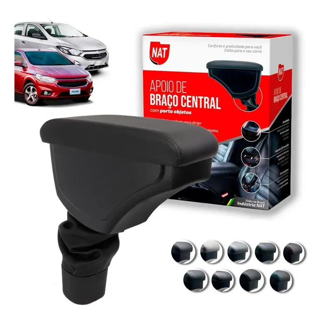Apoio De Braço Encosto Para Carro Nat Com Porta Objeto Couro