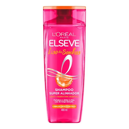 L'Oréal Paris Elseve Liso dos Sonhos Shampoo Super Alinhador, com Queratina Vegetal e AHA, Alinhamento Capilar em Casa, Controle de Frizz e Liso de Longa Duração