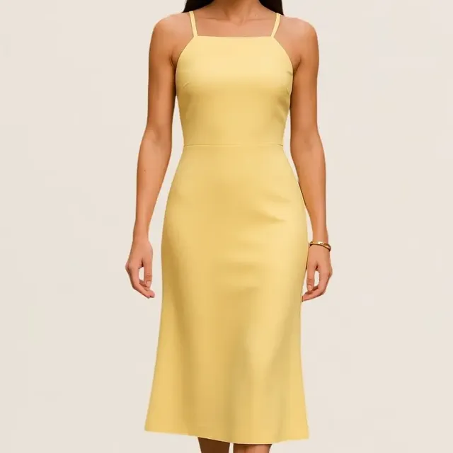 Vestido Midi Modelador Elegante Vazado Moderno Festa