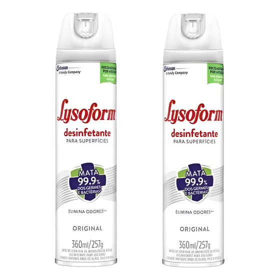 Kit 2 Desinfetante Spray Original Lysoform 360ml