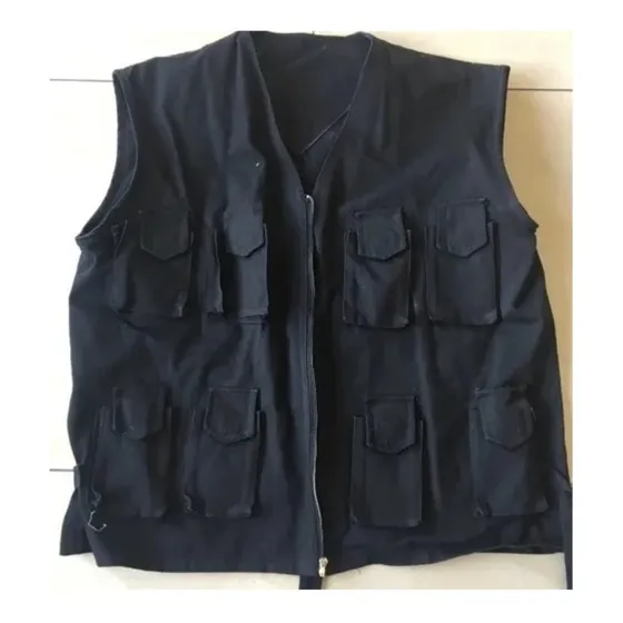 Chaleco Chaqueta Tipo Periodista Talla Xl Negro
