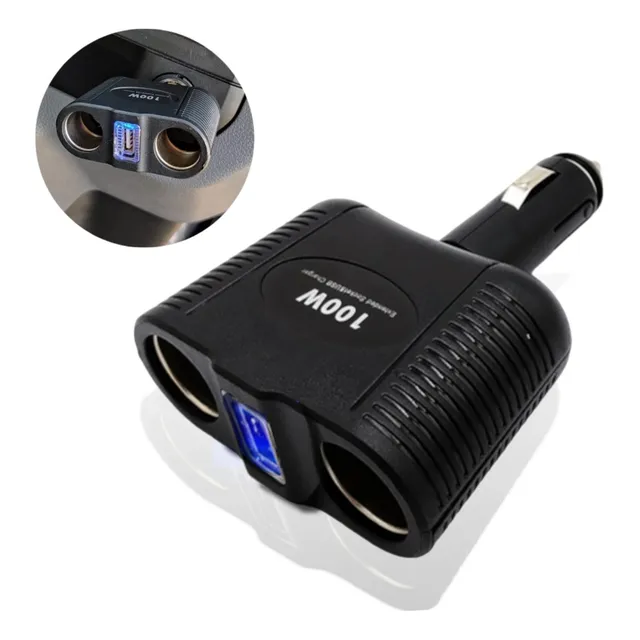 Encendedor Doble Adaptador +usb 100w 12-24v Splitter Encende