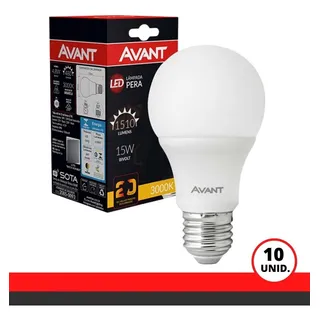 Kit 10 Lampadas Led 15w Bulbo Pera 3000k Branco Quente Avant Cor Da Luz Branco-quente 127/220v Kit 10 Lampadas Led 15w Bulbo Pera 3000k Branco Quente Avant Cor Da Luz Branco-quente 127/220v