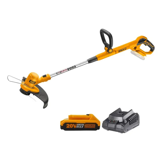 Bordeadora Inalambrica Cesped 20v Bateria Cargador Ingco Color Amarillo