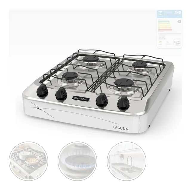 Cooktop 4 Bocas Esmaltec Laguna Fogão Portátil Mesa Gás Ino