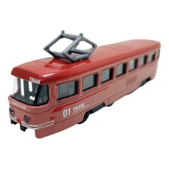 Miniatura Trem Metrô Diecast Vermelho 100% Metal 1/64