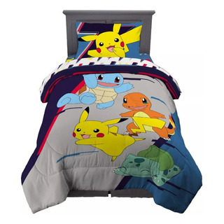 Edredon Pokemon Pikachu Individual / Matrimonial 2 Pzas *sk Color Azul-gris Diseño De La Tela Estampado Edredon Pokemon Pikachu Individual / Matrimonial 2 Pzas *sk Color Azul-gris Diseño De La Tela Estampado