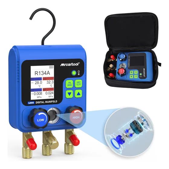 Manómetros De Refrigeración Digital Para R134a/ R404a/R32/R22/R12 Manometro De Vacuómetro Refrigerante Conversión de presión en unidades múltiples