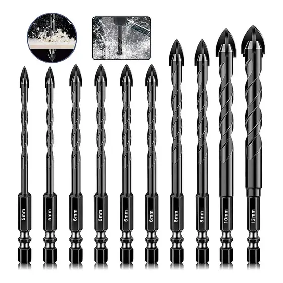 10pc Broca Punta Flecha Doble Ceramica Vidrio Porcelanato | Cuotas sin interés