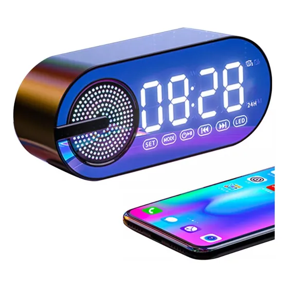 Reloj Digital Despertador Led Con Bocina Bluetooth Y Radio