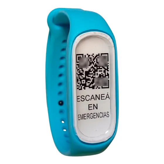 Pulsera Qr Alerta Medica Identificación Diabetes Autismo Celeste 2 Cm 25 Cm