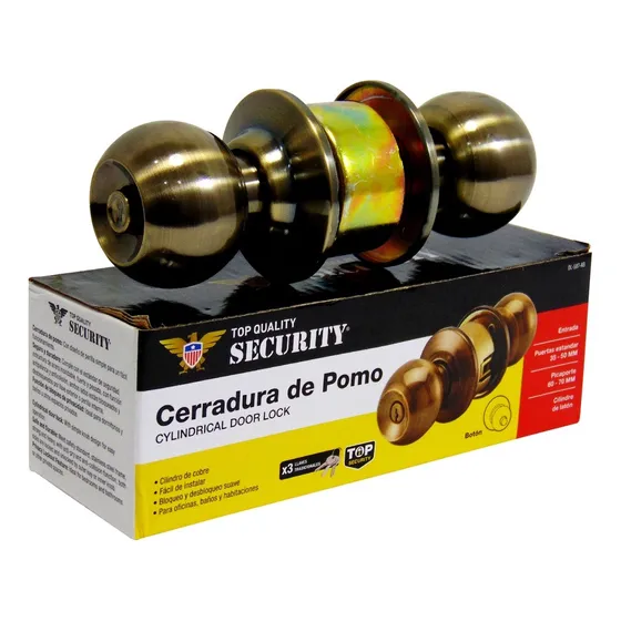 Cerradura Para Dormitorio De Pomo Bronce Marca Security