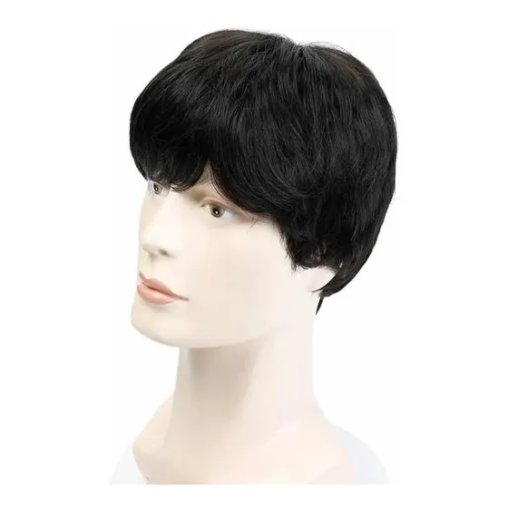 Peluca Corta Hombre Color Negro Material Kanekalon Opaco