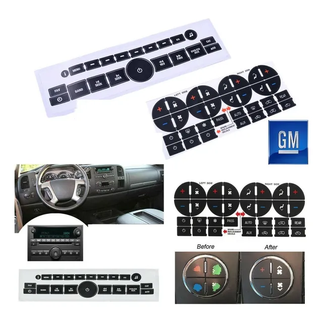 Kit Etiquetas Mando Radio Y Control Aire A. Silverado Tahoe