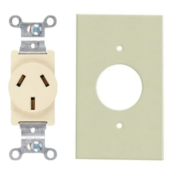 2 Tomas Trifasica Pata Gallina 220v + Tapa Decorativa 20 Amp