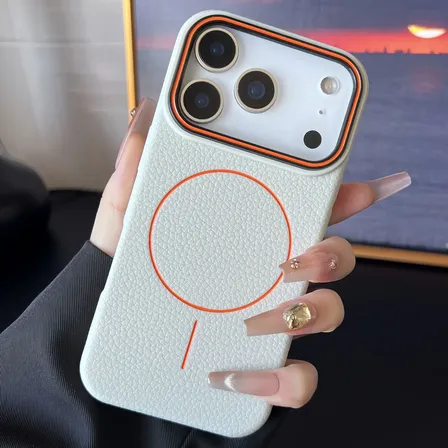 Capa Capinha Anti Impacto Para iPhone Magsafe Couro Case Branco For iPhone 17 Pro