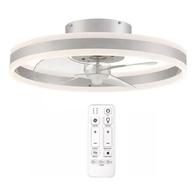 Ventilador Hampton Bay Preen 20 Led Plateado Con Control