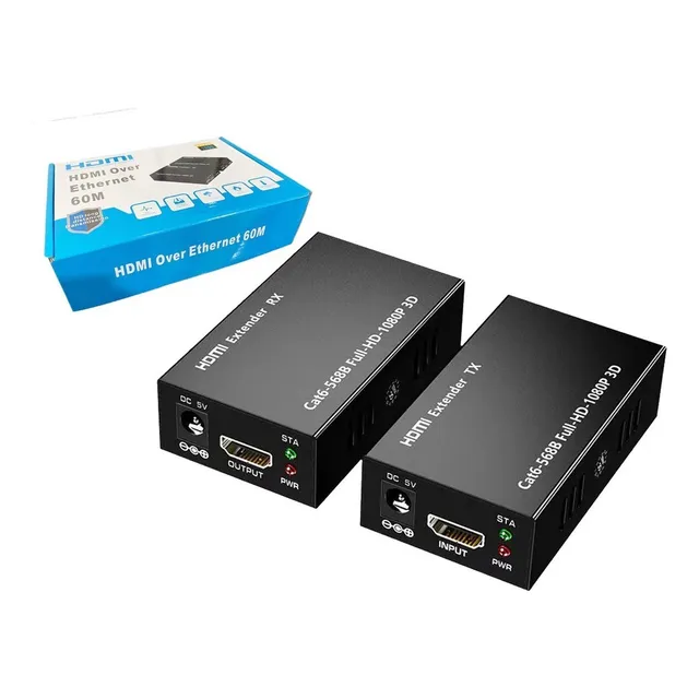 Extensor Video Audio Digital 60mts Hdmi Cable Red Utp Rj45