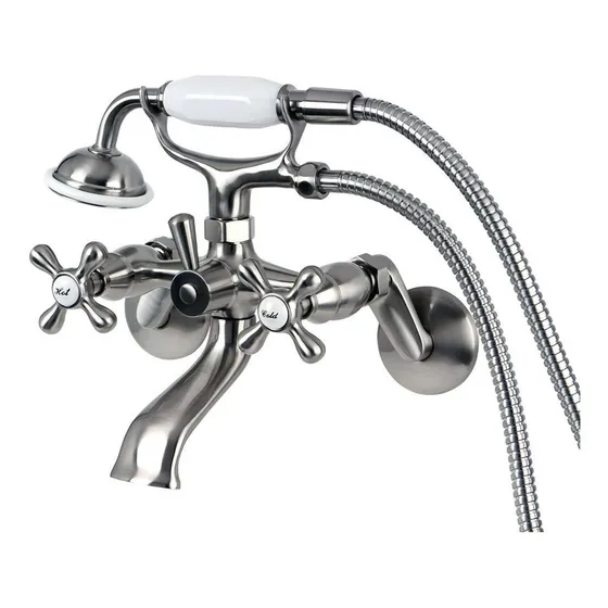 Grifo Bañera Pata Garra Centro Ajustable 6  Niquel Cepillado