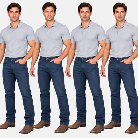 Kit 4 Calças Jeans Masculina Tradicional Corte Reto Básica