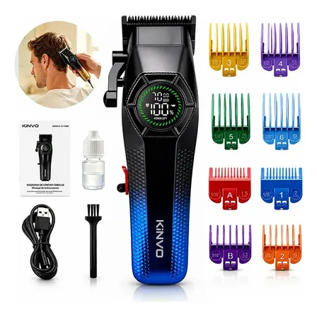 Máquina de Cortar Cabelo Profissional Elétrica Conjunto para Cabelo KiNVO Recarregável Sem Fio Com Tela Digital