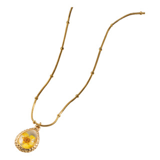 Collar Dije Gota Con Flor Seca Casual Acero Inoxidable Collar Dije Gota Con Flor Seca Casual Acero Inoxidable