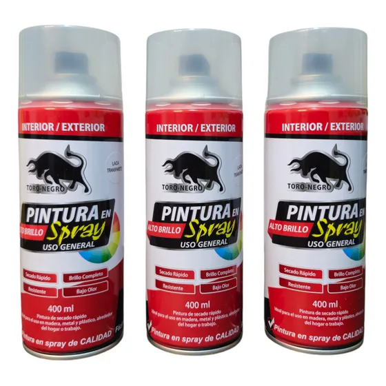 3 Unds Spray Uso General Laca Sellador Transparente 400ml