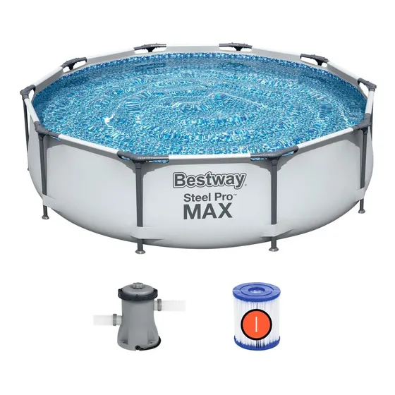 Piscina 4678lts + 2 Silla Ratan Negro + Mesa Redonda Vidrio