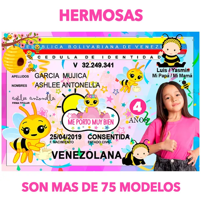 Cedula Infantil Tendencia Para Niñas De Dibujos Animados