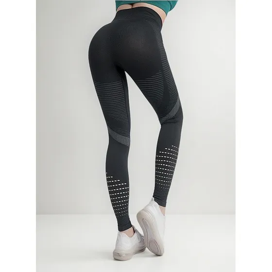 Calça De Moletom Elástica De Cintura Alta Listrada