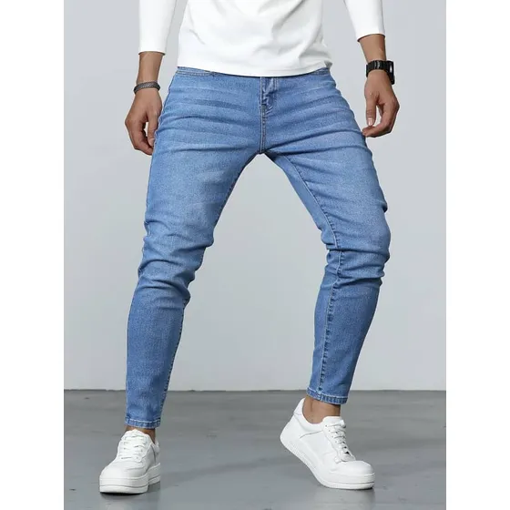 Jean Super Skinny Hombre Largo Con Bolsillos