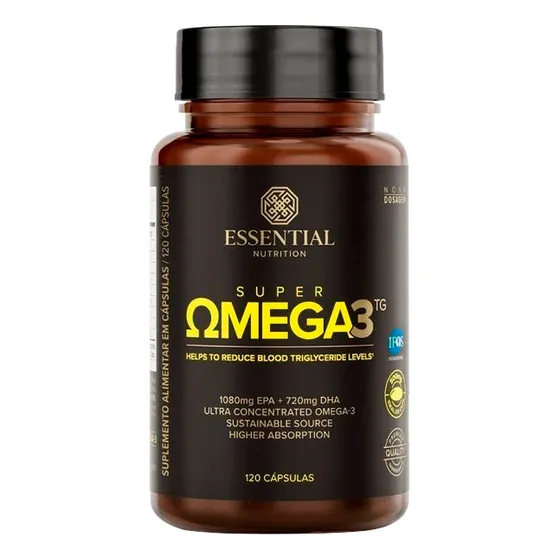 Suplemento em Cápsulas Essential Nutrition Super Omega 3 TG em pote 120 caps