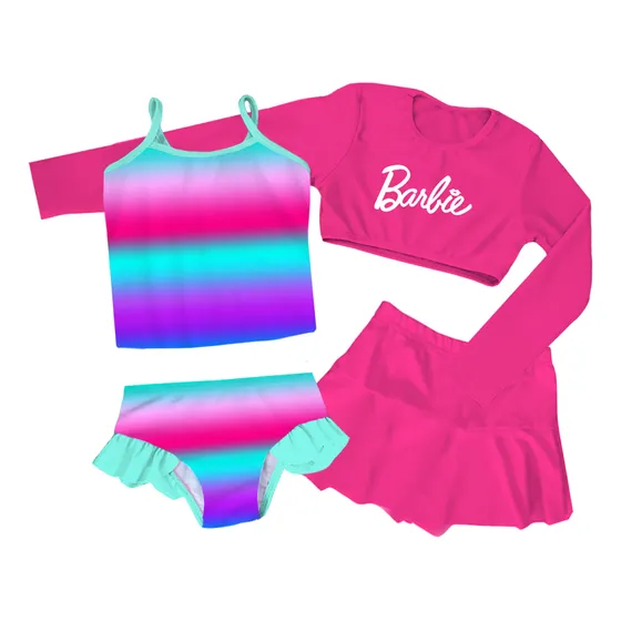 Traje De Baño Bañador Barbie Modelo Con Top Y Falda