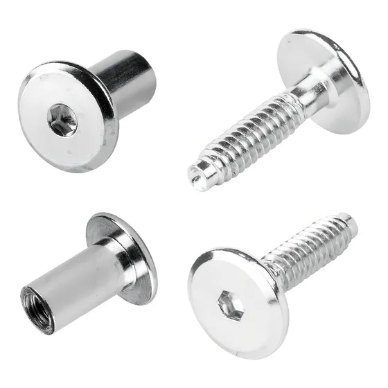 Tornillo Conector Con Tuerca Union Para Muebles 2.5 Cm Rosca Estandar 1/4 (10 Unidades) Niquelado