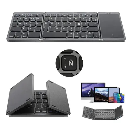 Teclado Táctil Bluetooth Plegable De Tableta Teléfono Móvil