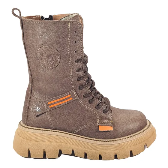 Borcego Bota Plumitas Cuero Vacuno Acordonado Mujer