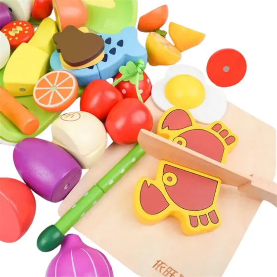 Juego Magnético De Cortar Frutas Y Verduras Madera 22 Piezas
