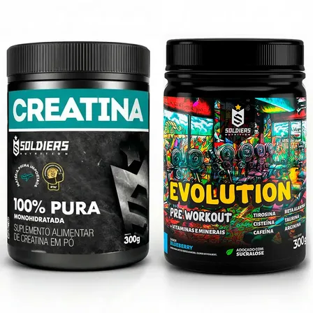 Creatina 300g + Pré-treino Limonada Suíça Evolution 300g - Soldiers Nutrition