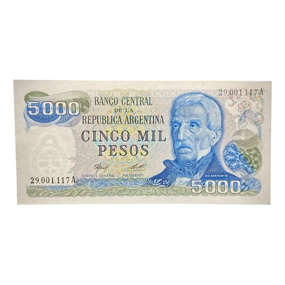 Billete 5000 Pesos Ley Serie A 1978 Bottero 2465 B Unc 