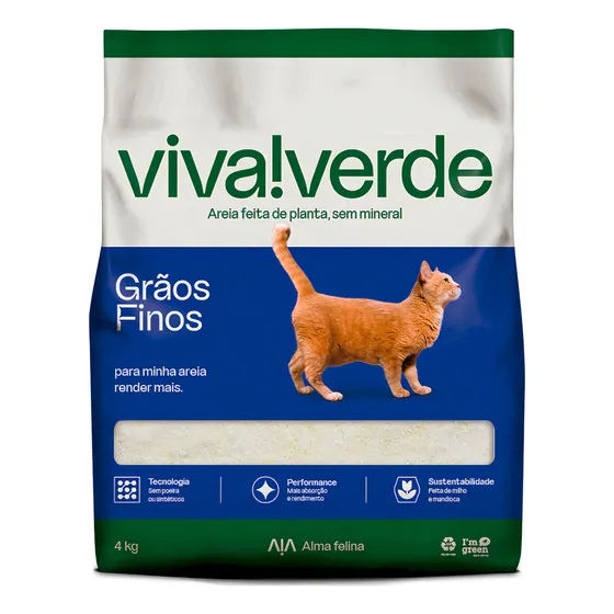 Viva Verde areia biodegradável para gatos 4kg