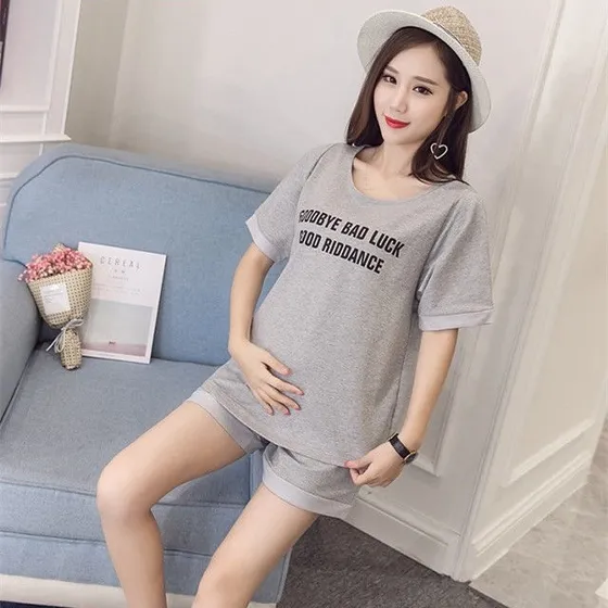 Conjunto De Top De Maternidad De Poliéster De Verano Cómodo