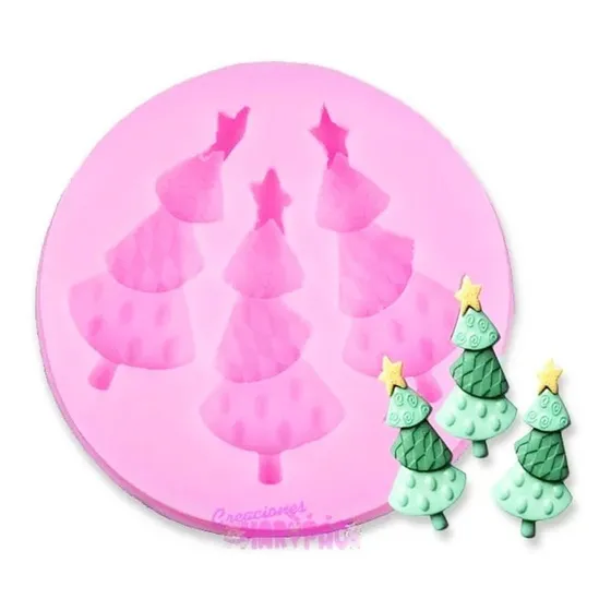 Molde De Silicon Arbol De Navidad Pinos Fondant Resina Mod 2