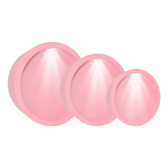 Trio Nicho Redondo C/ Led Infantil P M G Madeira Mdf Pintado Cor Rosa Bebê