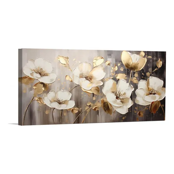 Cuadros Flores Elegantes Para Sala Canvas Listo Para Colgar Color Flores Blancas Armazón Bastidor De Madera