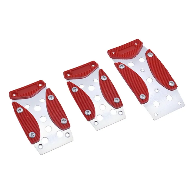 Juego De Cubre Pedales Deportivos Para Auto  Plata/rojo