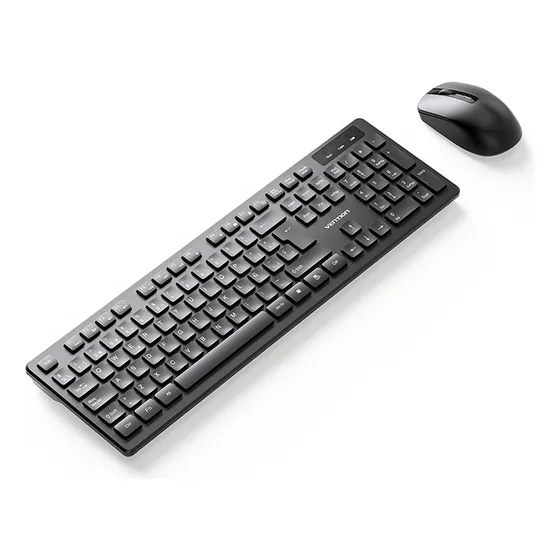 Kit Teclado Y Mouse Inalambrico Vention - Español Con Ñ - Mouse 1200 Dpi Optico Ambidiestro - 3 Botones Con Ruedita Ergonomico - Compatible Con Windows Linux Mac - Para Pc Notebook Oficina - Ktdb0-es