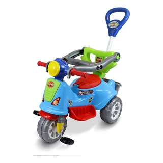 Triciclo Passeio Infantil Com Empurrador Avespa Azul Maral Colorido Triciclo Passeio Infantil Com Empurrador Avespa Azul Maral Colorido