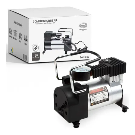 Mini Compressor De Ar Portátil B-max 35l/min Para Automóveis E Bicicletas Prata 12v